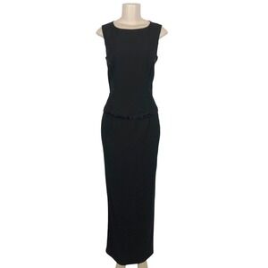 Vintage Scott McClintock Black Beaded Formal Evening Gown Dress Size 8 Gothic